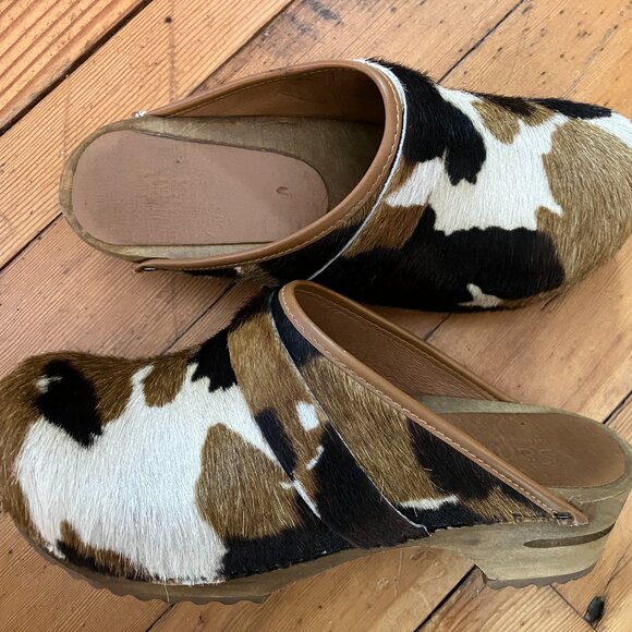 Sanita Shoes - Sanita Pony Hair Camo Caroline Women's Wood Clog Swedish Mules 37